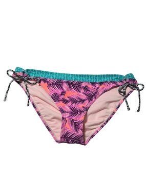 Hula Honey Tropical Print Bikini Bottom Size XL Pink Teal Swimwear Swimsuit